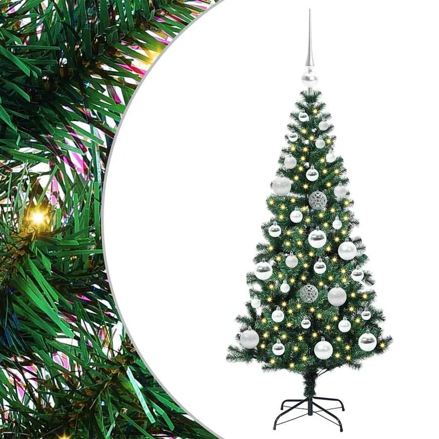 Sapin de Noël artificiel pré-éclairé Vert 120 cm PVC et métal - 2