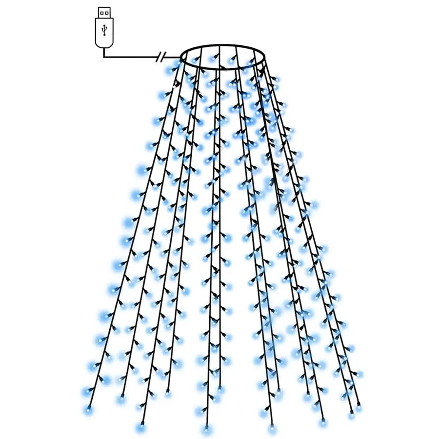 Guirlande lumineuse d'arbre de Noël 210 LED Bleu 210 cm - 2