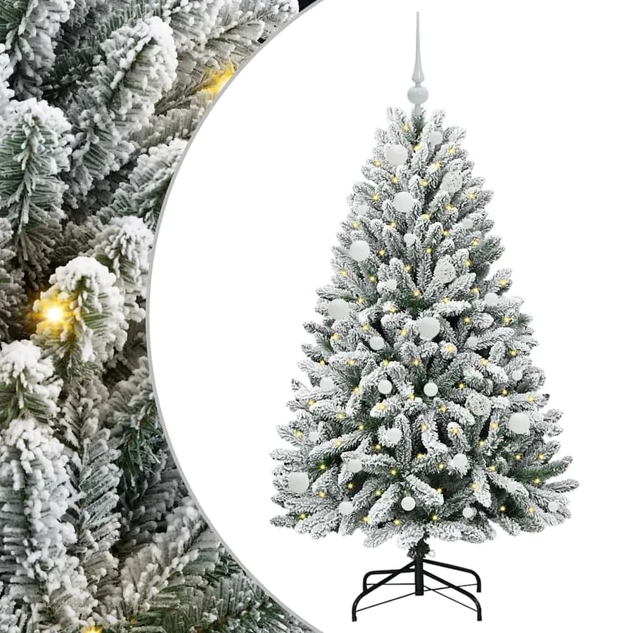 Sapin de Noël artificiel Vert et blanc 150 cm PVC et métal - 2