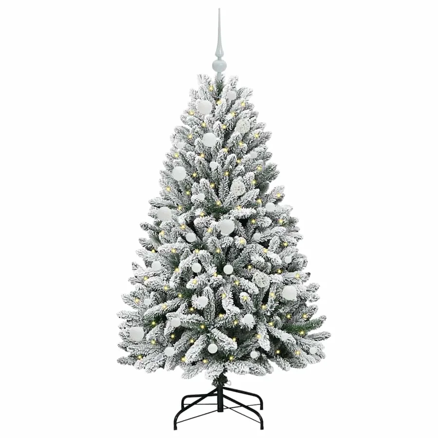 Sapin de Noël artificiel Vert et blanc 150 cm PVC et métal - 3