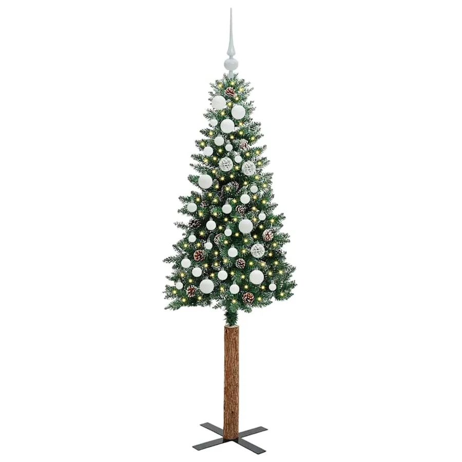 Sapin de Noël mince Vert 150 cm PVC et bois de pin massif - 3