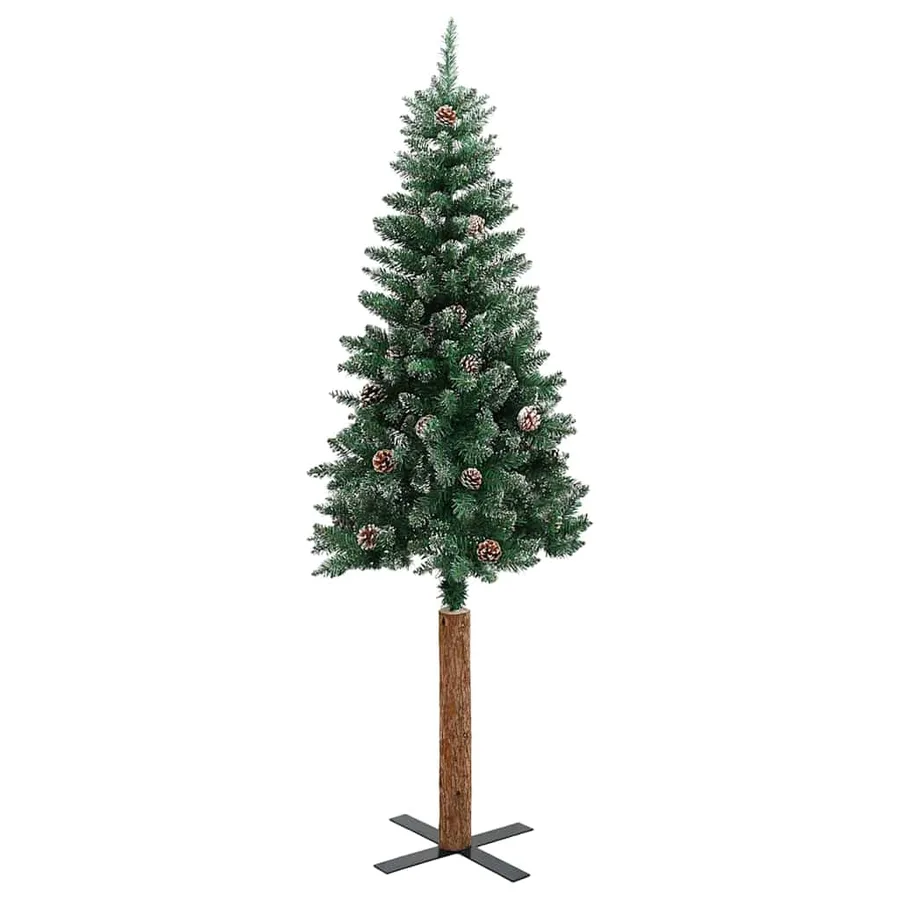 Sapin de Noël mince Vert 150 cm PVC et bois de pin massif - 5