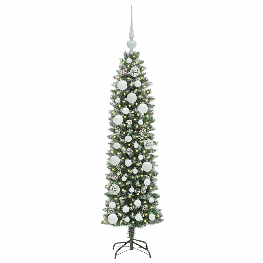 Arbre de Noël artificiel slim avec 150 LED Vert et blanc 120 cm - 3