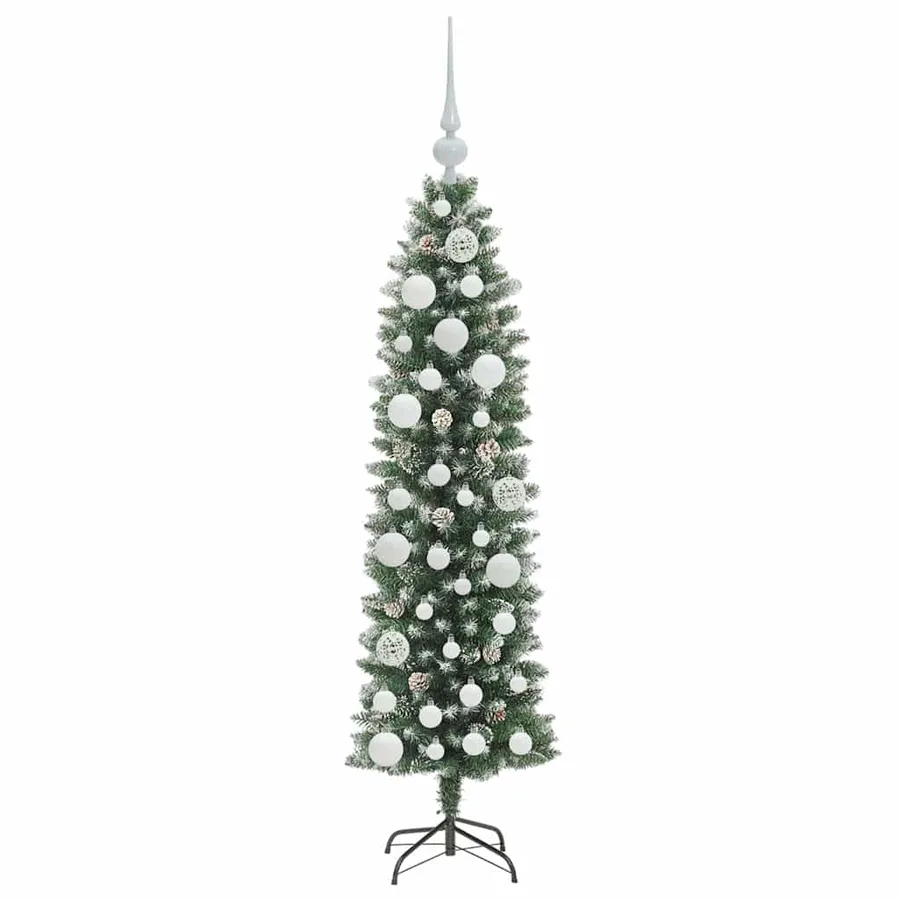 Arbre de Noël artificiel slim avec 150 LED Vert et blanc 120 cm - 4