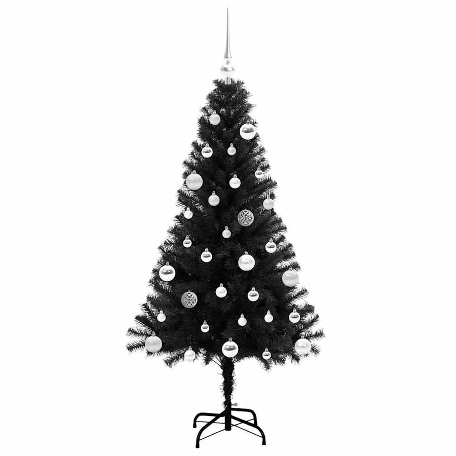 Sapin de Noël avec 150 LED avec support Noir 150 cm PVC - 4