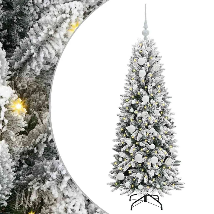 Sapin de Noël artificiel avec 150 LED avec support Blanc 120 cm - 2