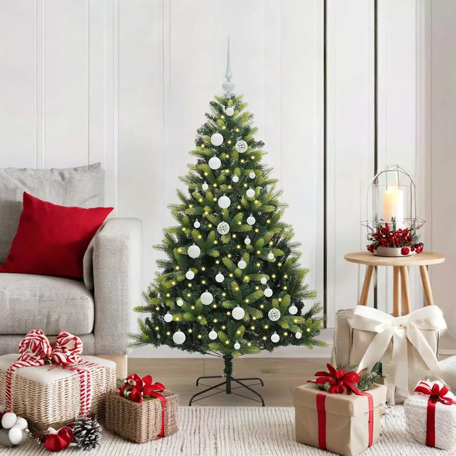 Arbre de Noël artificiel à charnières 150 LED Vert 120 cm