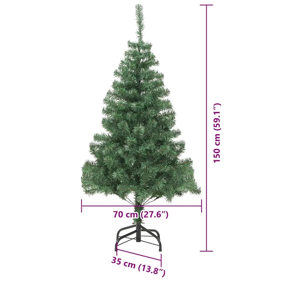 Sapin de Noël avec 150 LED avec support Vert 150 cm PVC - 13