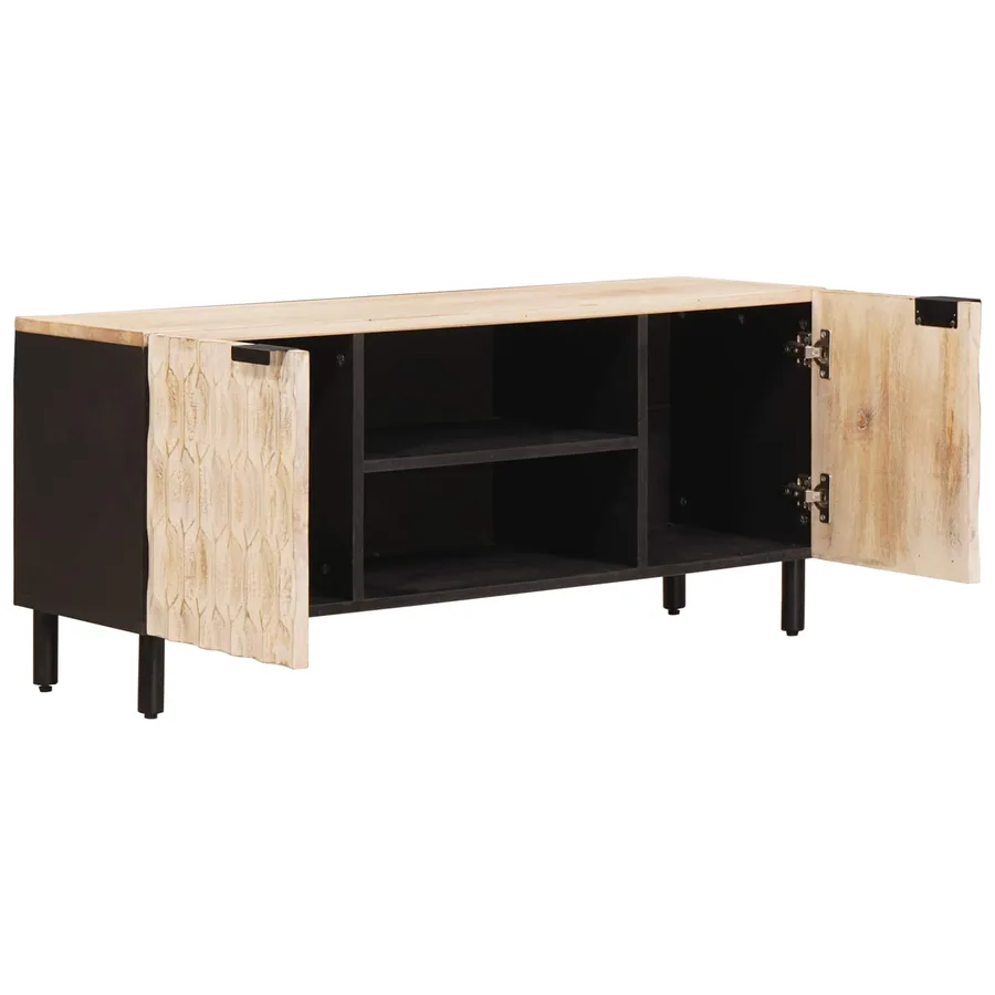 Meuble TV avec étagère Finition Lavage Blanc 105 x 33 x 46 cm - 2