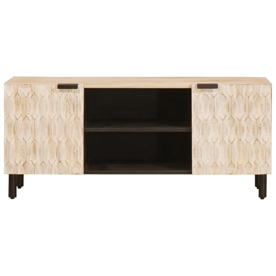 Meuble TV avec étagère Finition Lavage Blanc 105 x 33 x 46 cm - 3