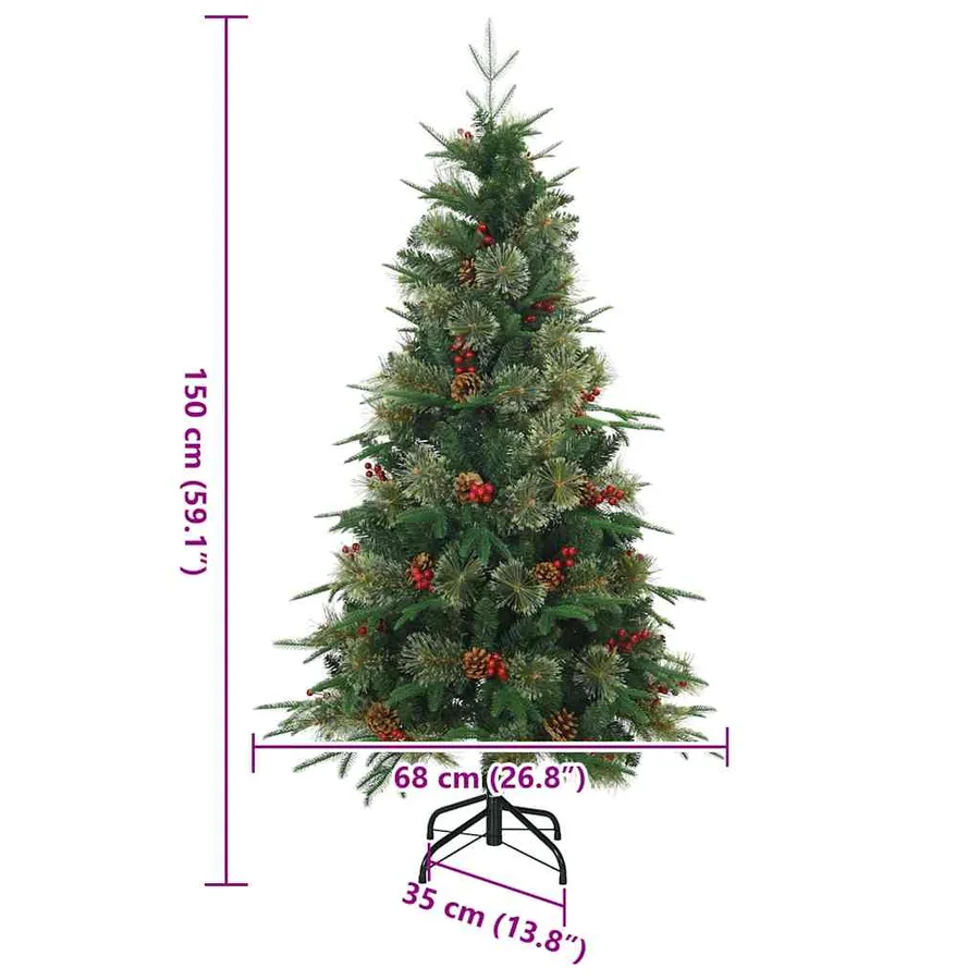 Sapin de Noël Artificiel à Branches Articulées Vert 150 cm - 16