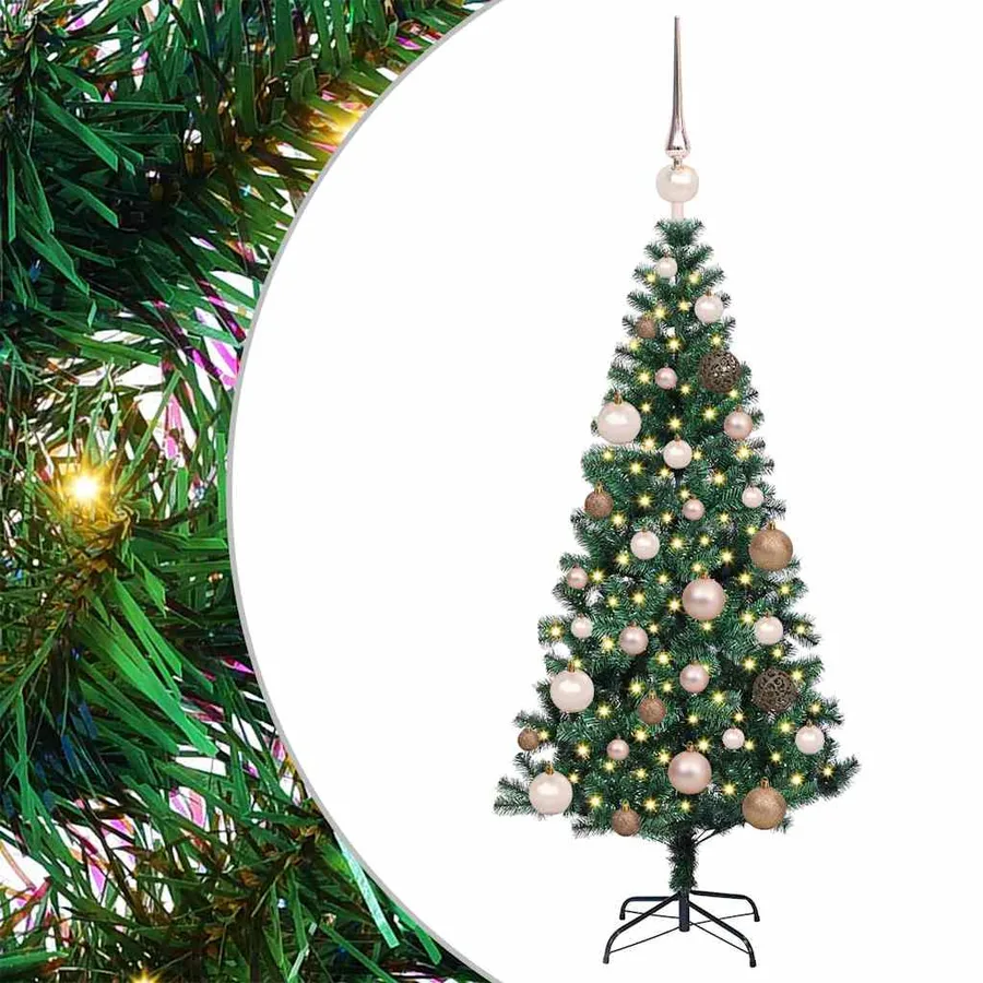 Sapin de Noël artificiel pré-éclairé Vert 120 cm PVC et métal - 2