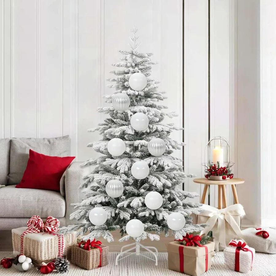 Ensemble de Boules de Noël XL 9 pcs Blanc Ø 15 cm Plastique LED