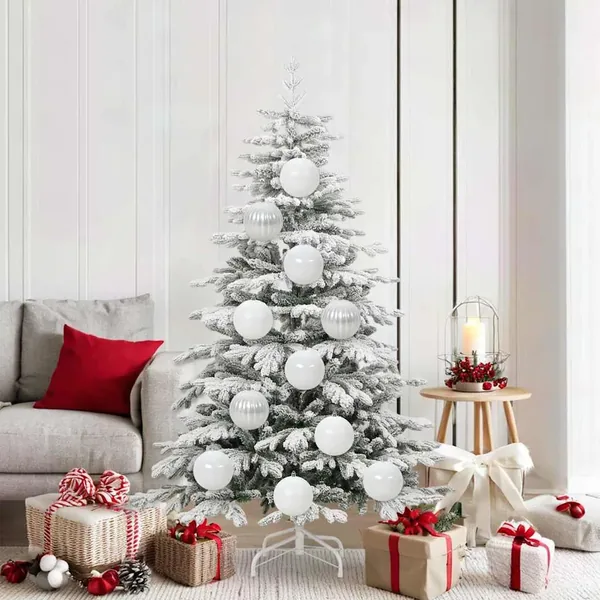 Ensemble de Boules de Noël XL 9 pcs Blanc Ø 15 cm Plastique LED