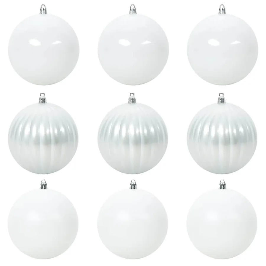 Ensemble de Boules de Noël XL 9 pcs Blanc Ø 15 cm Plastique LED - 2