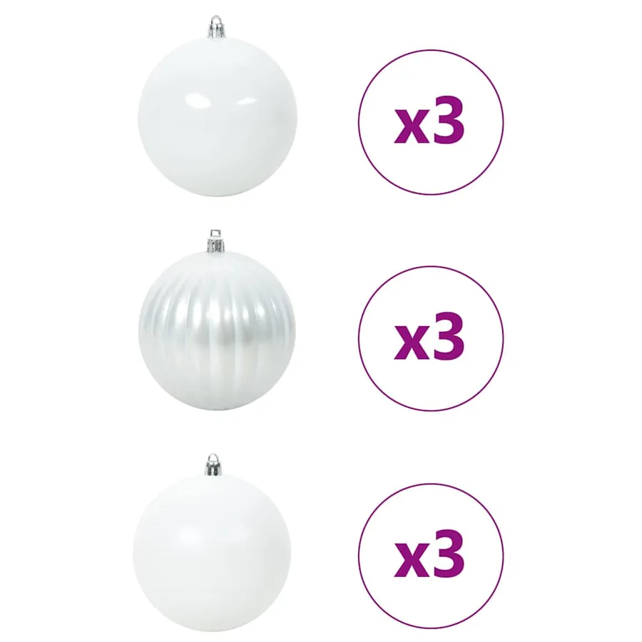 Ensemble de Boules de Noël XL 9 pcs Blanc Ø 15 cm Plastique LED - 3