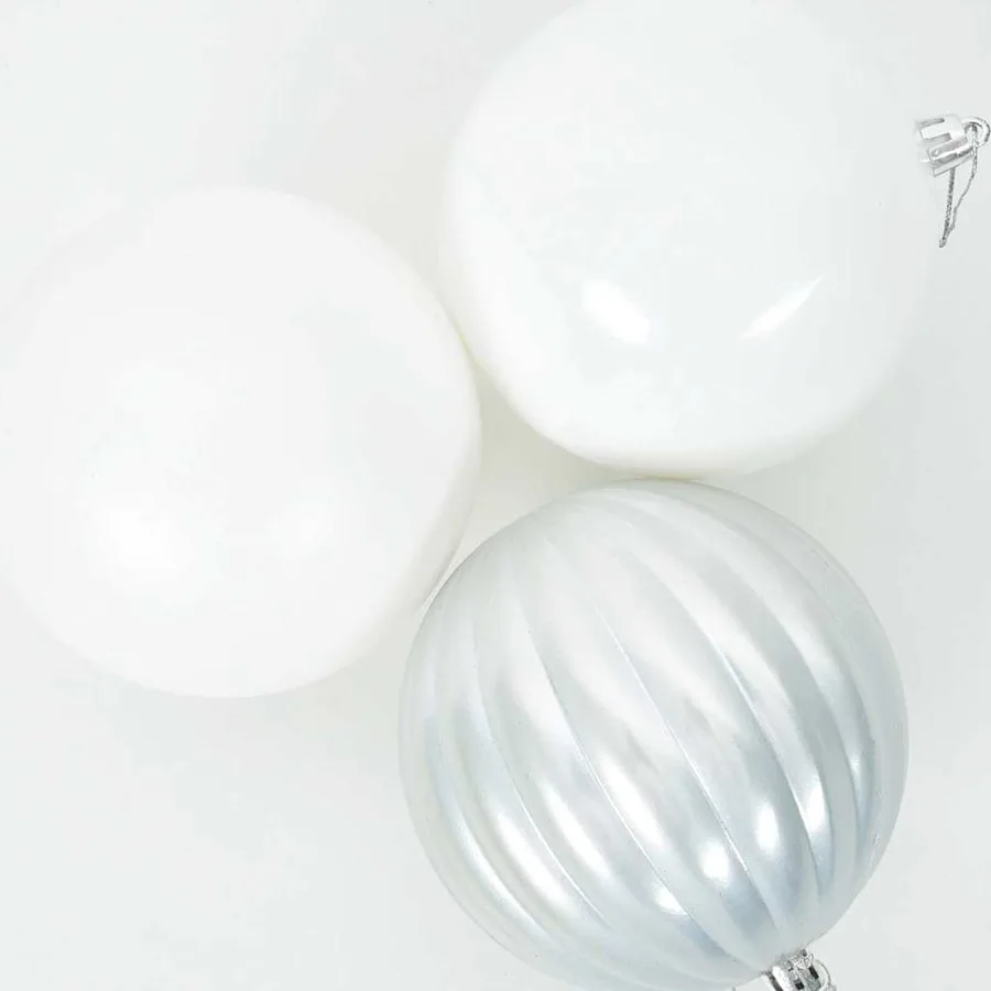 Ensemble de Boules de Noël XL 9 pcs Blanc Ø 15 cm Plastique LED - 4