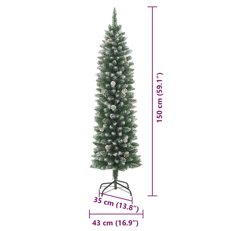 Arbre de Noël artificiel slim avec 150 LED Vert et blanc 150 cm - 18