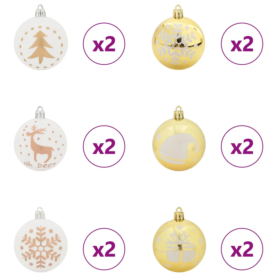 Ensemble de Boules de Noël 40 pcs Blanc et or Plastique - 4