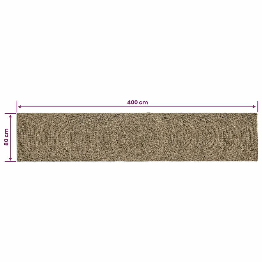 Tapis de surface Naturel et noir 80 x 400 cm Jute - 8