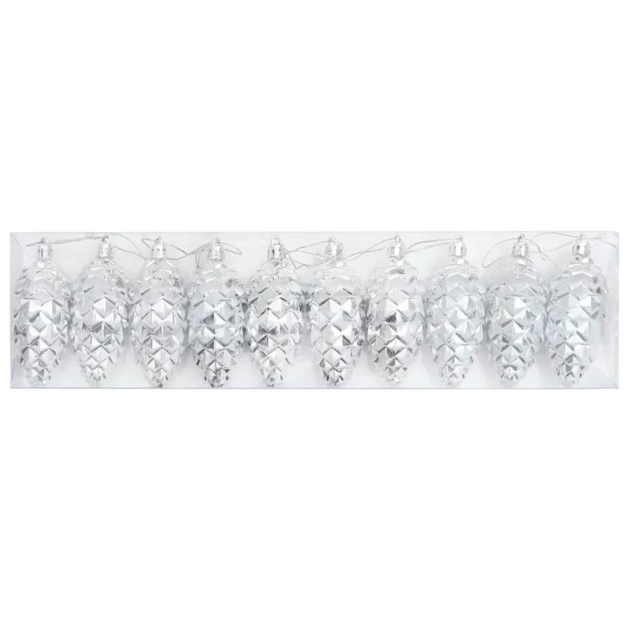 Boule de Pomme de Pin de Noël 40 pcs Argenté Plastique - 3