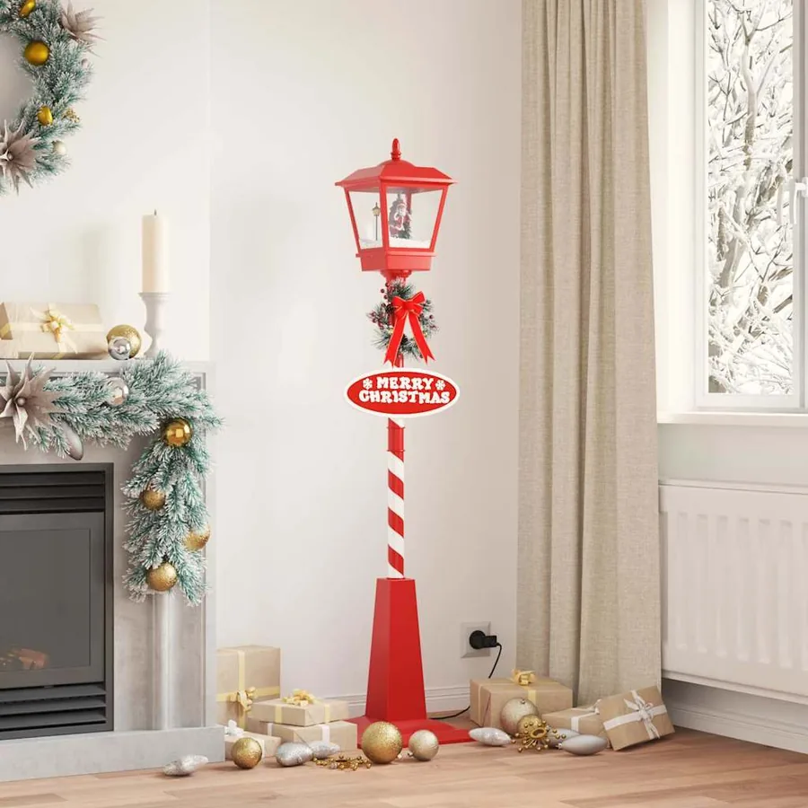 Lampe de rue de Noël avec lanterne Rouge 40,5x40,5x180cm