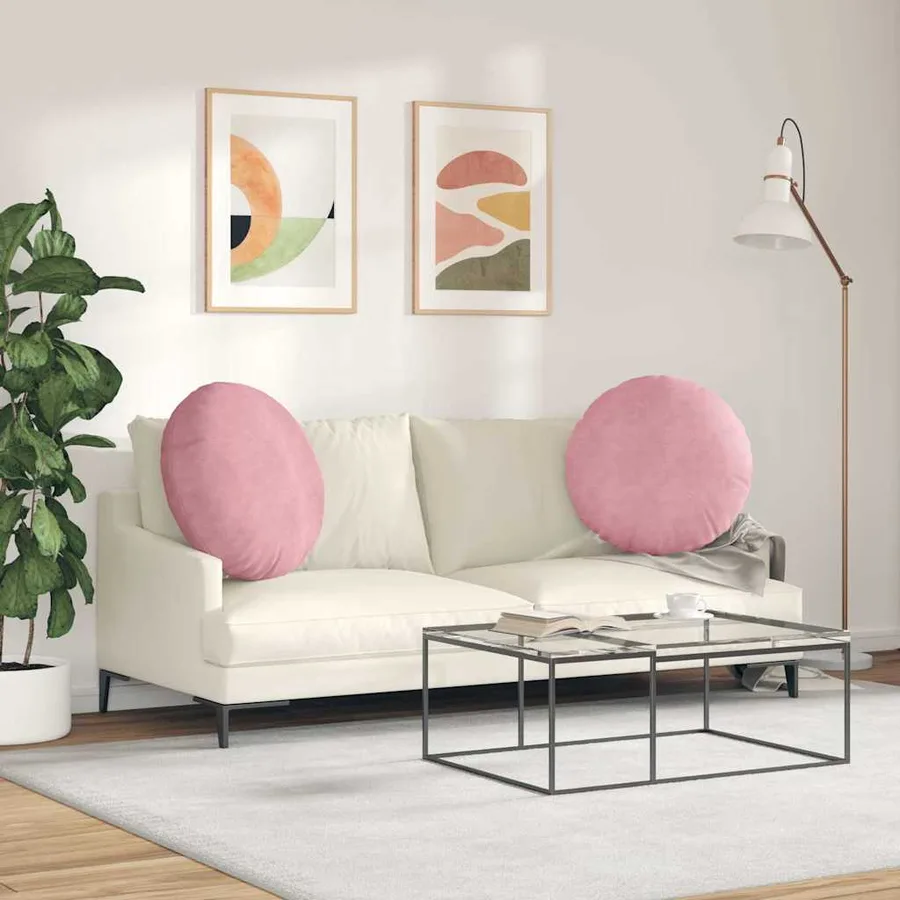 Coussins de siège 2 pcs Rose Ø 80 x 29 cm Velours - 4