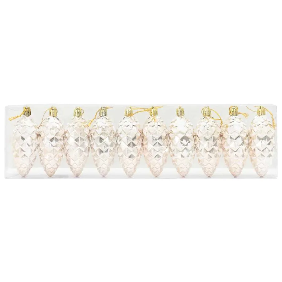 Boule de Pomme de Pin de Noël 40 pcs Champagne Plastique - 3