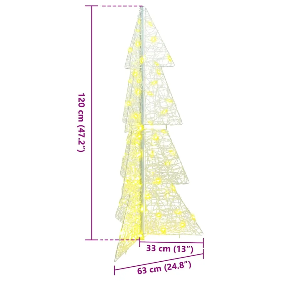 Sapin de Noël avec 100 LED Blanc chaud 120 cm Acrylique - 8