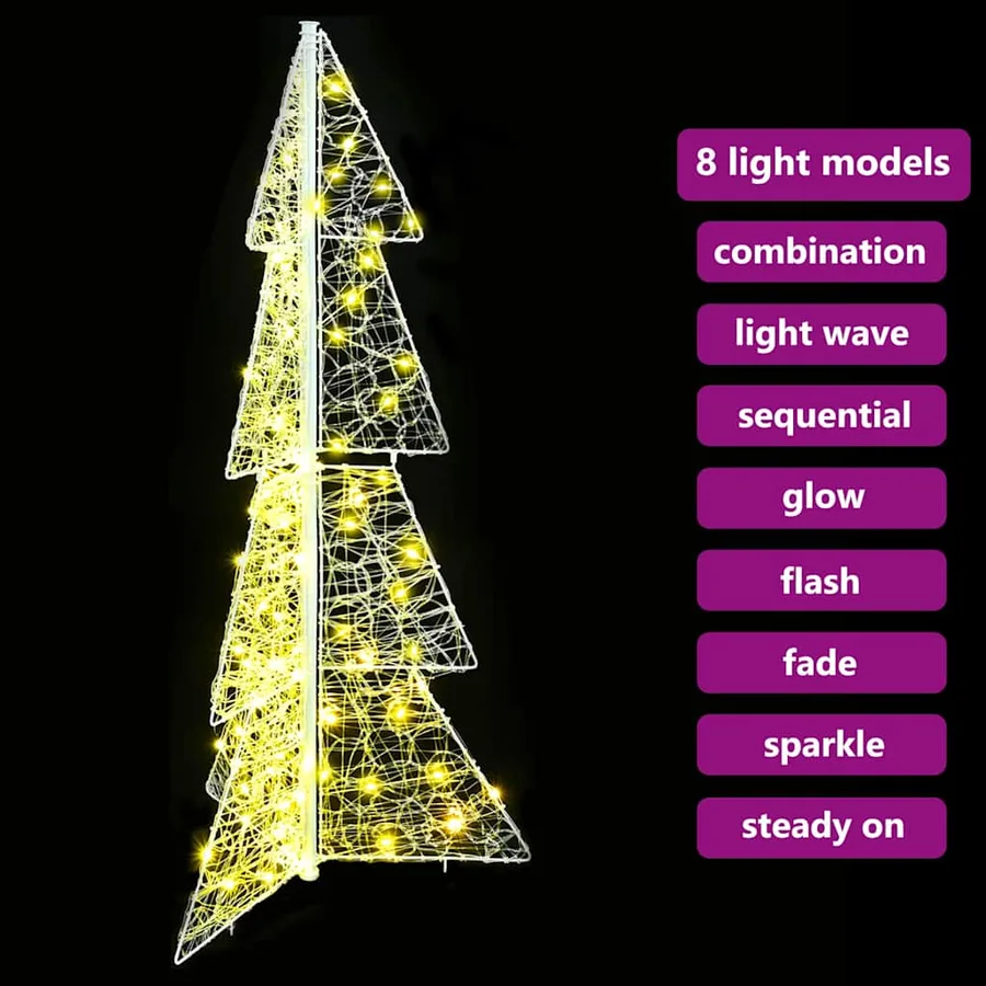 Sapin de Noël avec 100 LED Blanc chaud 120 cm Acrylique - 9