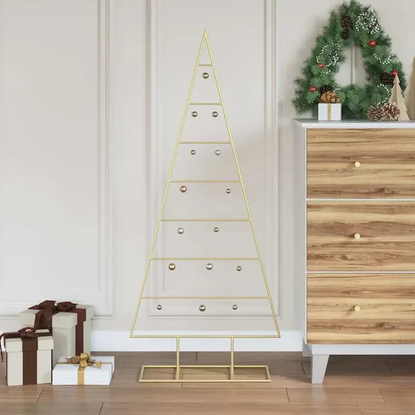 Arbre de Noël en métal Doré 125 cm Acier peint par poudre