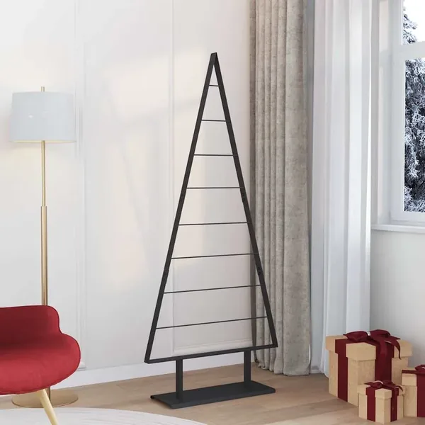 Arbre de Noël en métal avec support Noir 180 cm Acier
