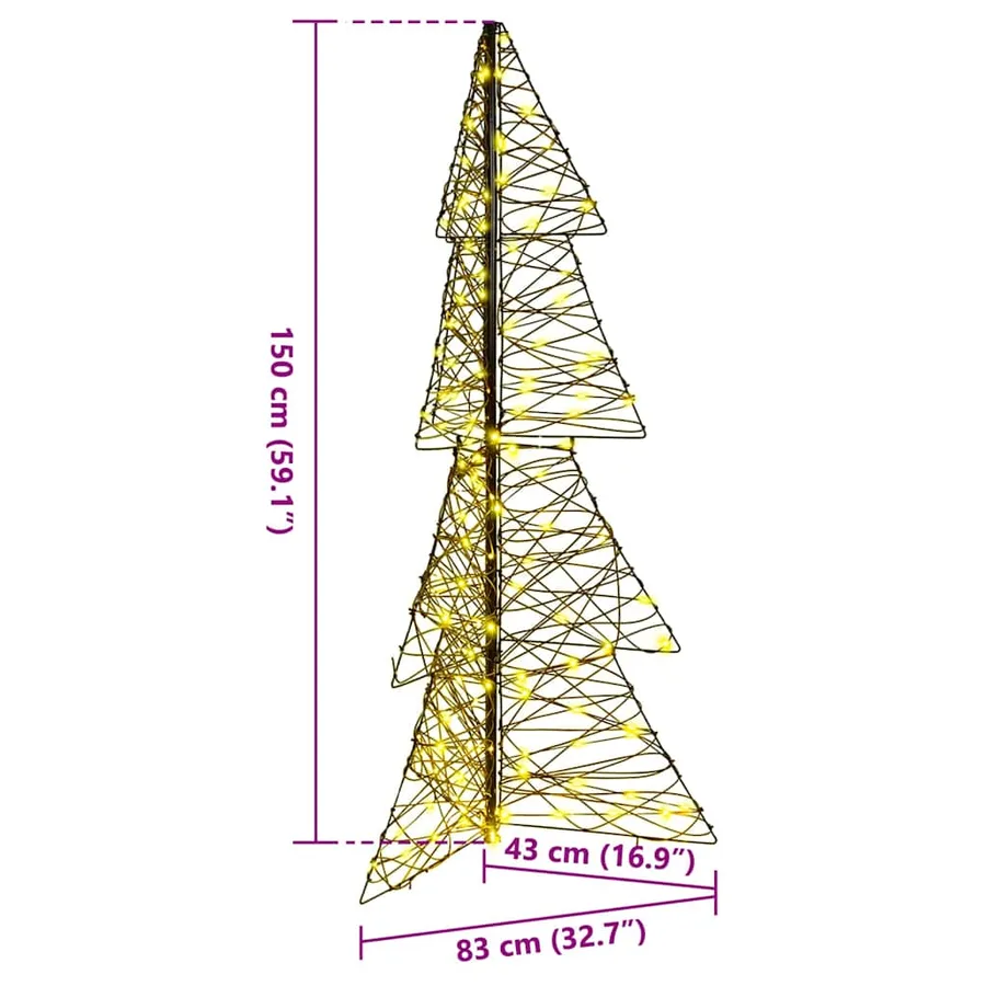 Sapin de Noël avec 160 LED Blanc chaud 150 cm Rotin - 10