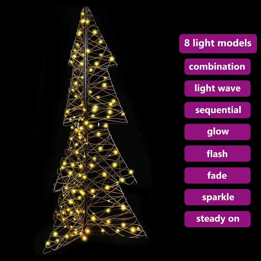Sapin de Noël avec 160 LED Blanc chaud 150 cm Rotin - 9