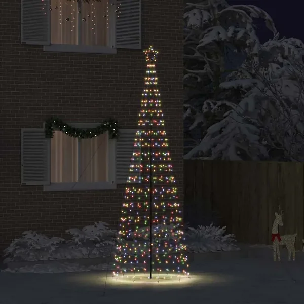 Arbre de Noël LED avec piquets au sol Multicolore 400 cm Fer