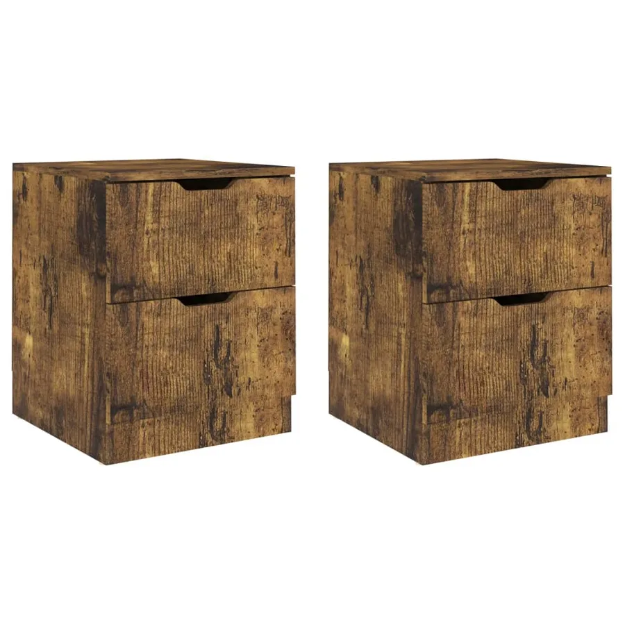 Tables de chevet 2 pcs chêne fumé 40x40x50 cm bois d'ingénierie - 2