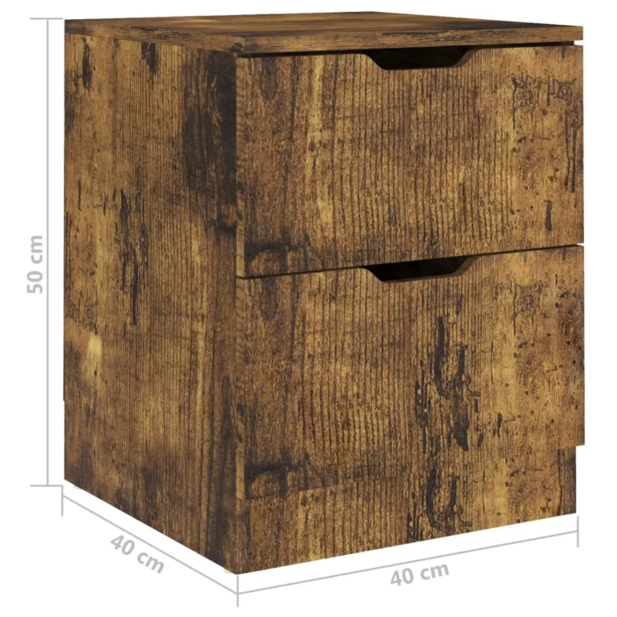Tables de chevet 2 pcs chêne fumé 40x40x50 cm bois d'ingénierie - 7