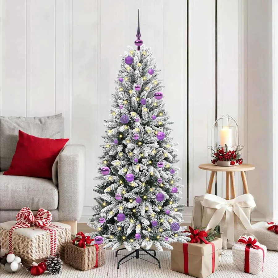 Sapin de Noël artificiel avec 150 LED avec support Blanc 150 cm