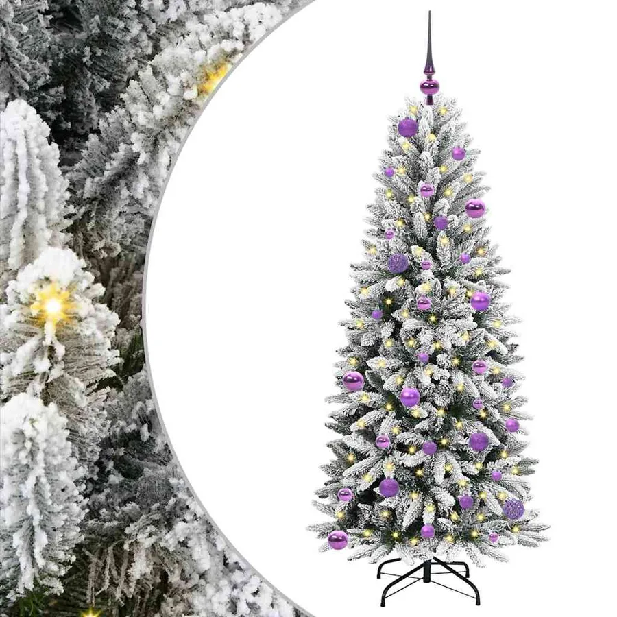 Sapin de Noël artificiel avec 150 LED avec support Blanc 150 cm - 2