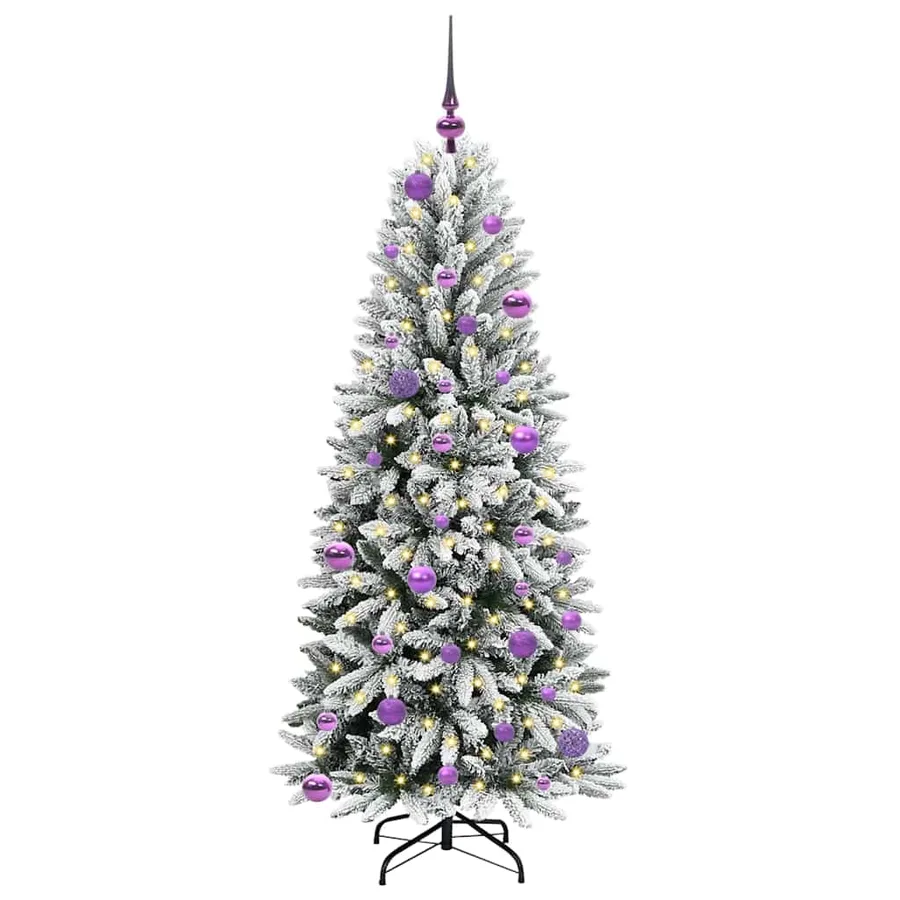 Sapin de Noël artificiel avec 150 LED avec support Blanc 150 cm - 3