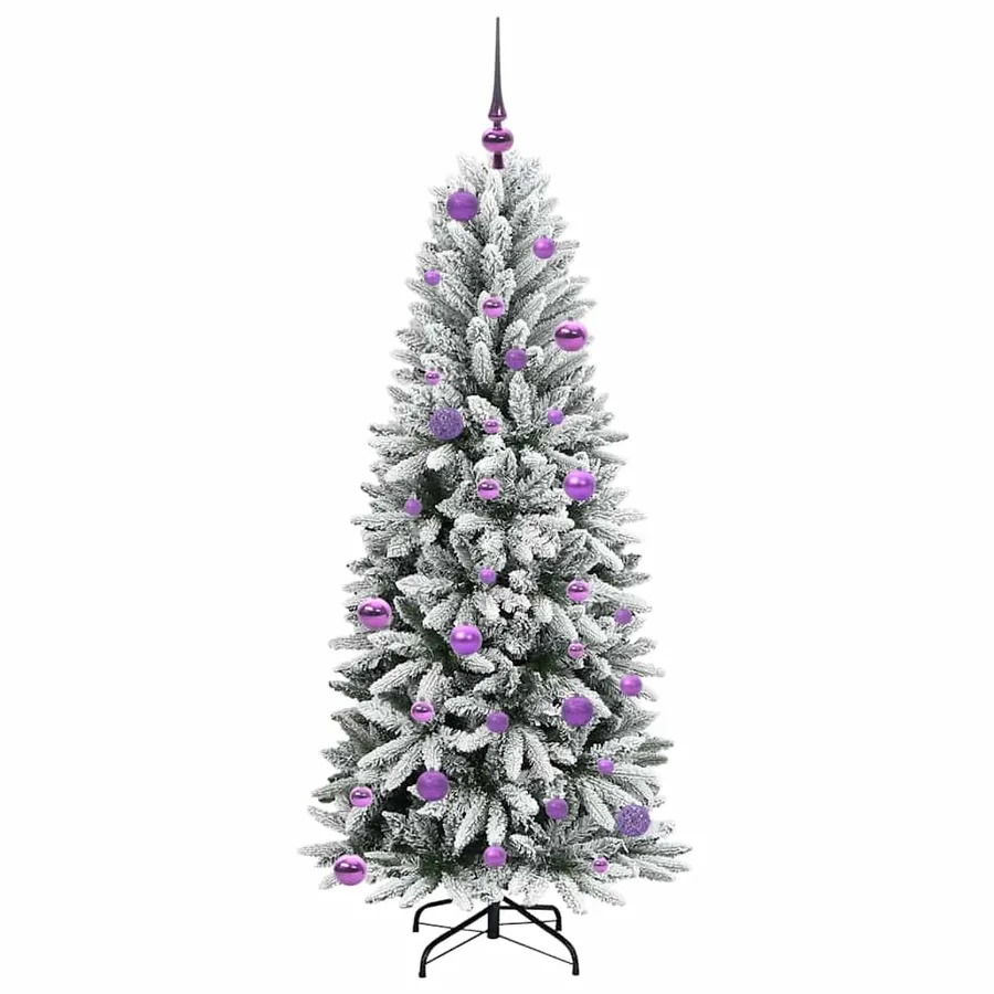 Sapin de Noël artificiel avec 150 LED avec support Blanc 150 cm - 4