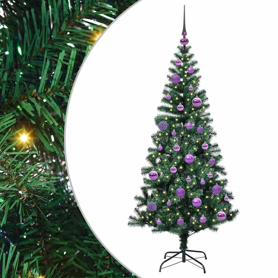 Sapin de Noël artificiel pré-éclairé Vert 150 cm PVC et métal - 2
