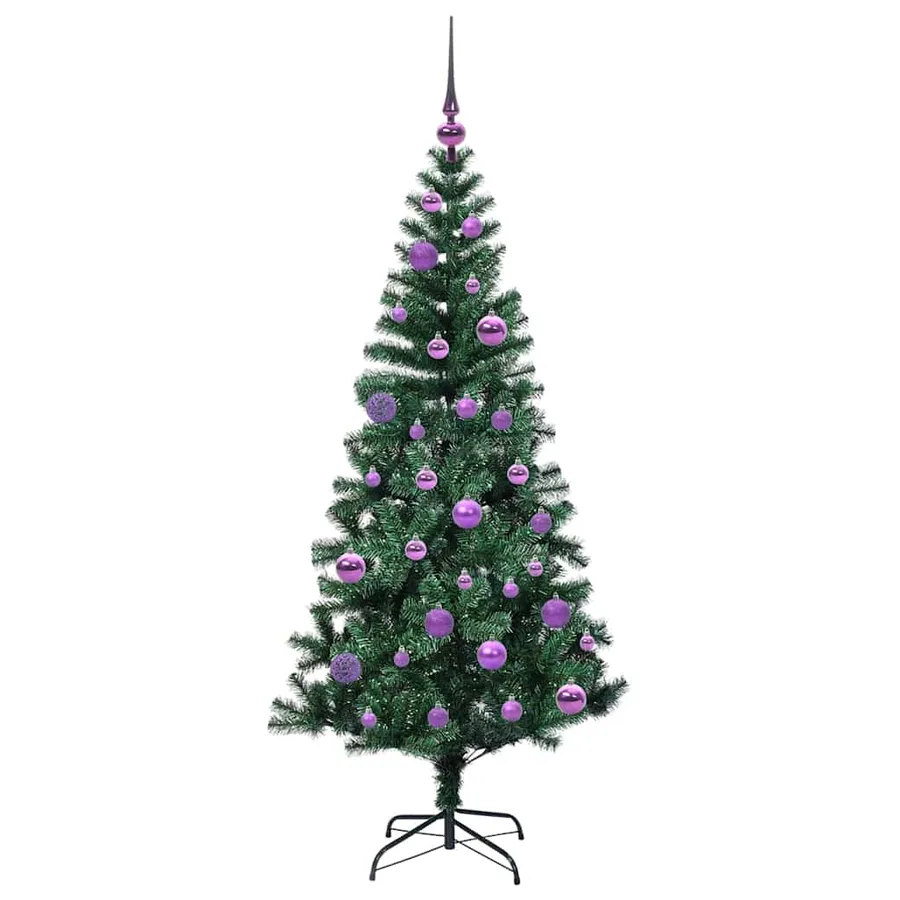 Sapin de Noël artificiel pré-éclairé Vert 150 cm PVC et métal - 4