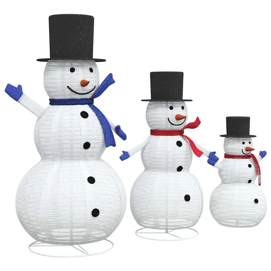 Famille de Bonhommes de Neige de Noël 3 pcs Blanc chaud tissu - 4