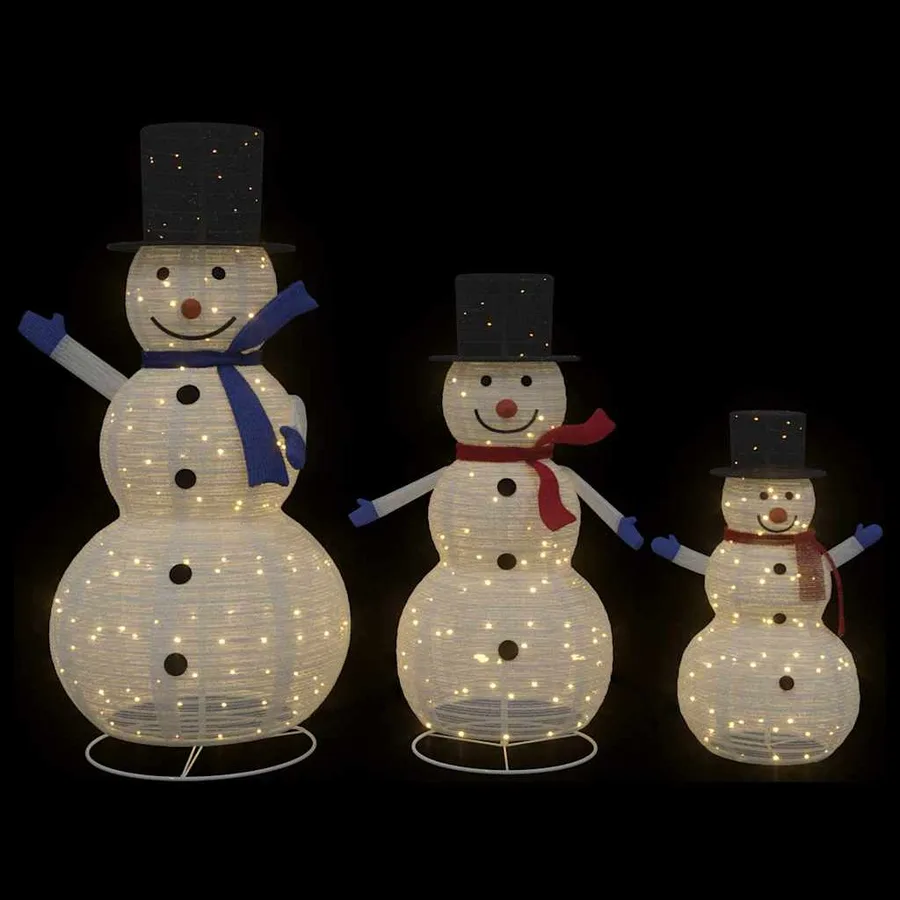 Famille de Bonhommes de Neige de Noël 3 pcs Blanc chaud tissu - 5