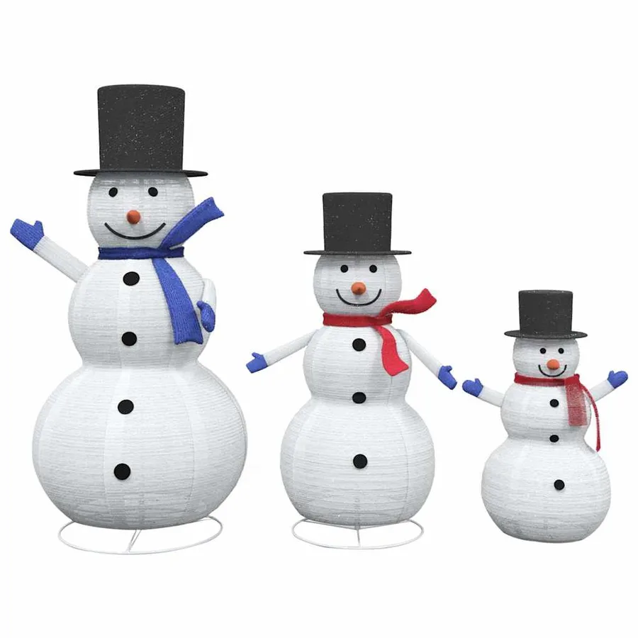Famille de Bonhommes de Neige de Noël 3 pcs Blanc chaud tissu - 6