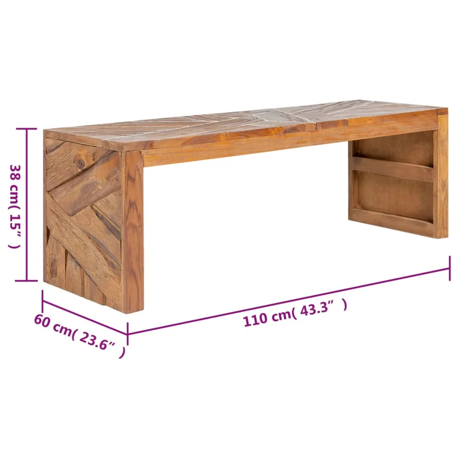 Meuble TV 110x60x38 cm Bois de teck massif - 7