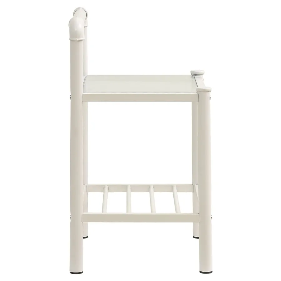 Tables de chevet 2 pcs Blanc et transparent Métal et verre - 4