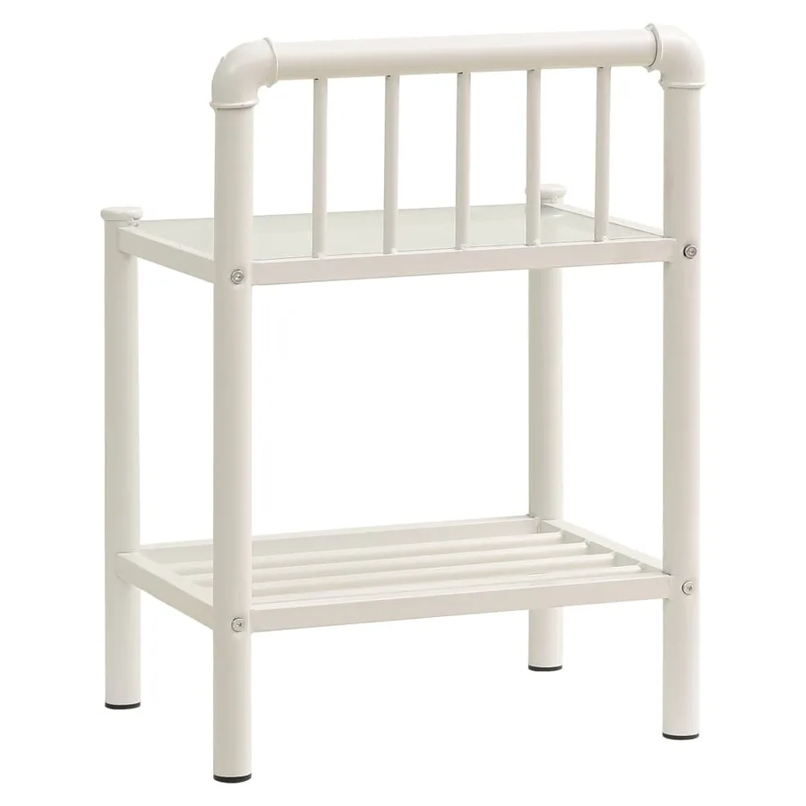Tables de chevet 2 pcs Blanc et transparent Métal et verre - 5