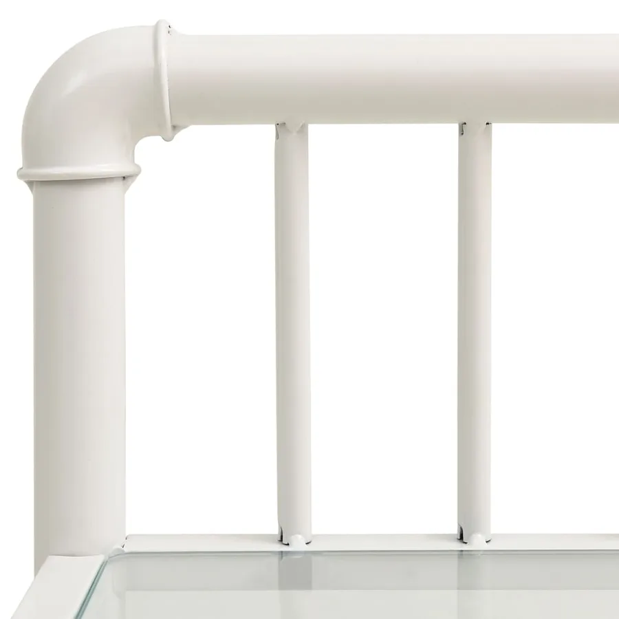Tables de chevet 2 pcs Blanc et transparent Métal et verre - 6
